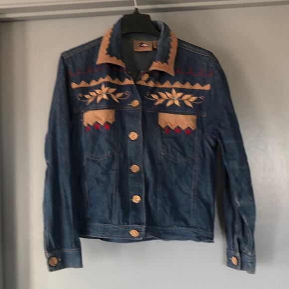 Don't Mess With Texas Women's Denim Jacket Western Embroidery Sz M Cowboy Horse - Picture 1 of 7